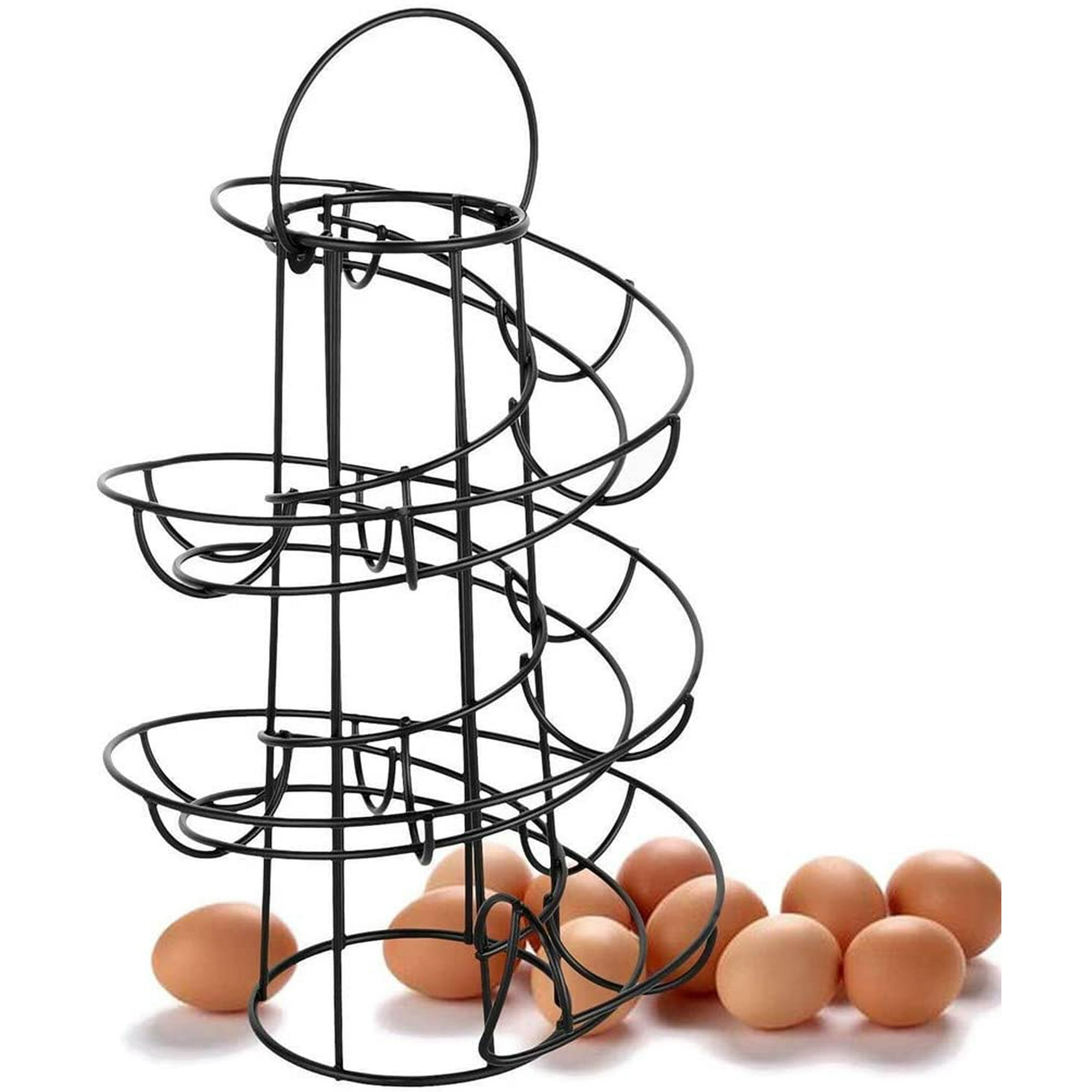 rangement en fil métallique stockage polyvalent rack moyen Flexzion Panier à oeuf distributeur oeuf spiral Argent